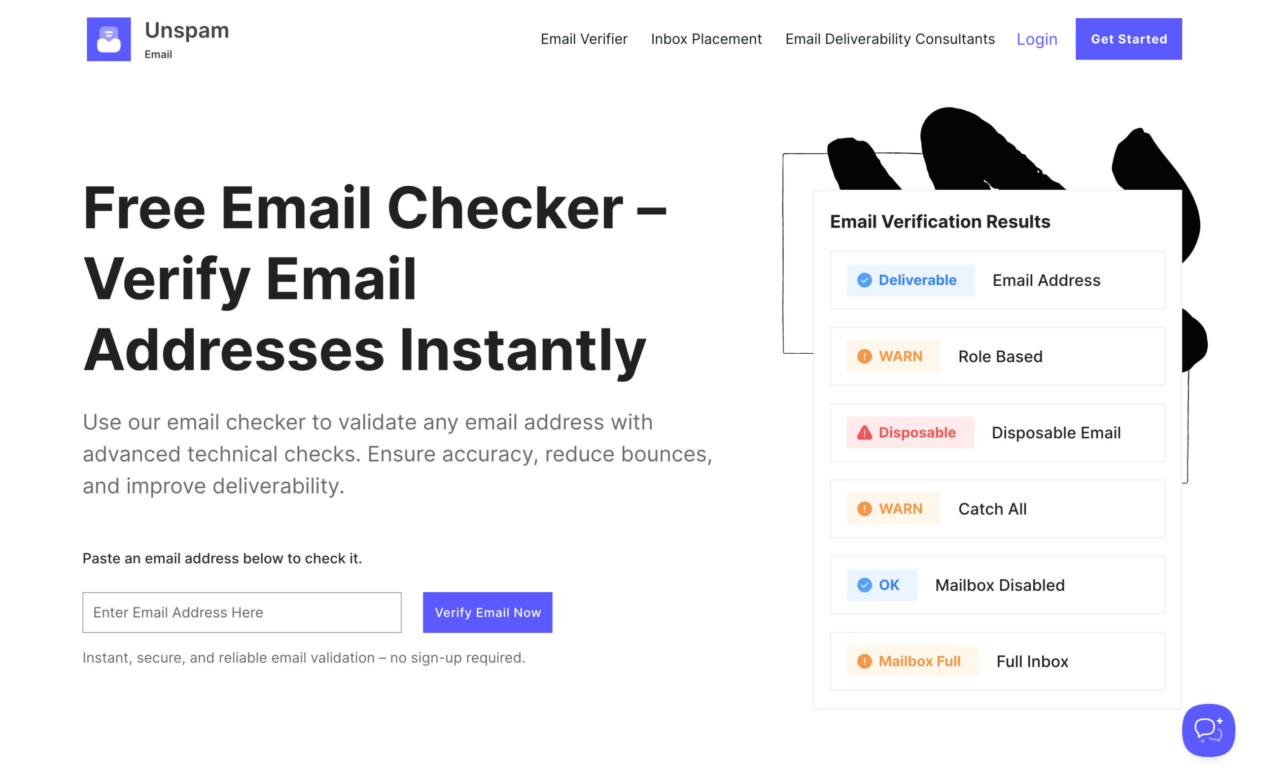 free email verifier tool provided by Unspam.email