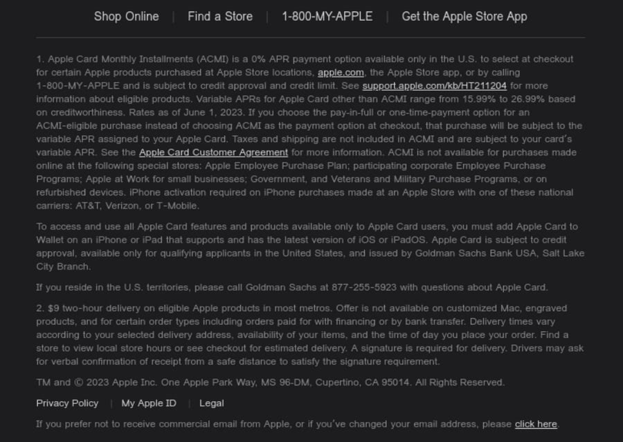 Promo Newsletter from Apple