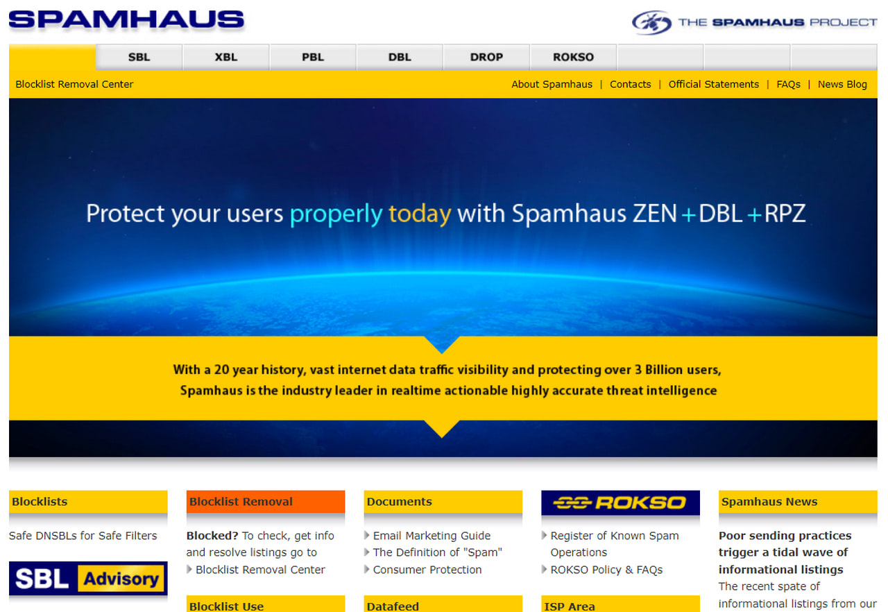 Spamhaus – blocklist removal center