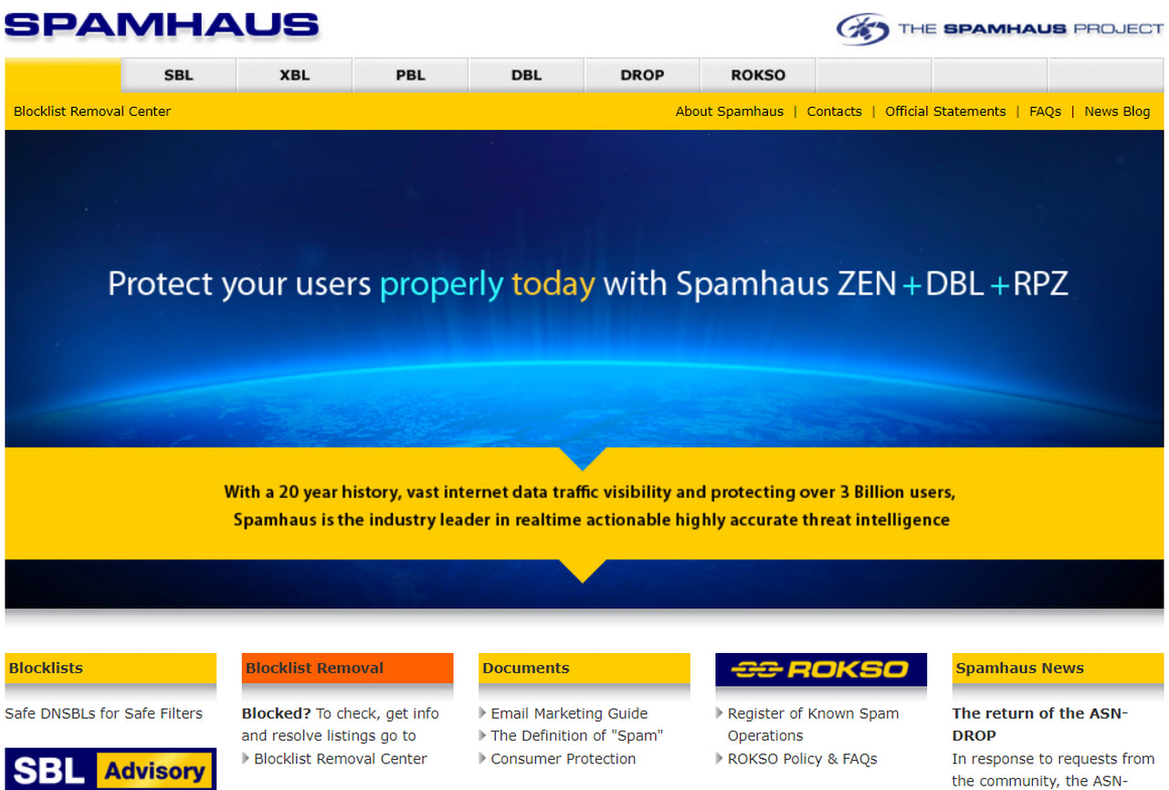 Spamhaus – blacklist removal center