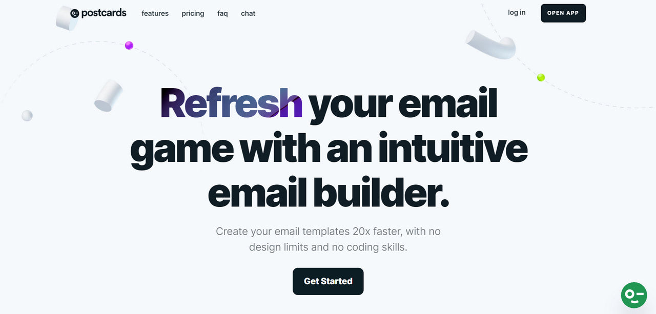 Postcards drag-and-drop email builder interface