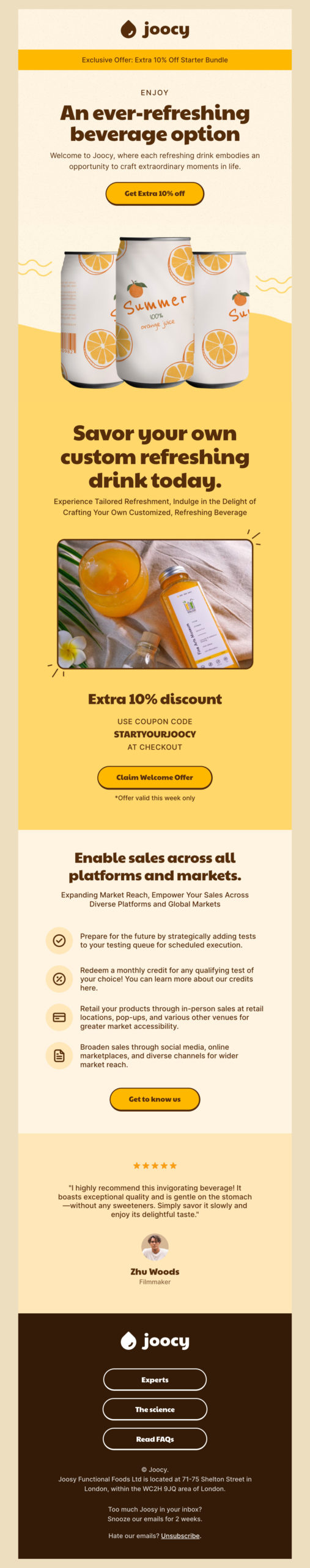 Gamified spin-the-wheel interactive email design example
